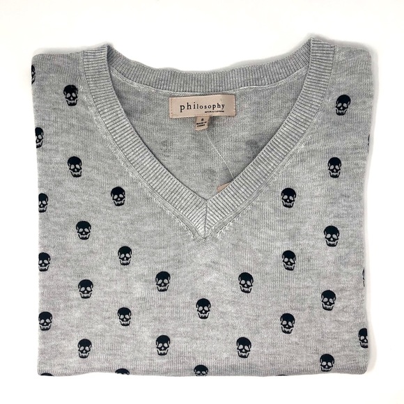💀Philosophy Black and Gray Skull Sweater Small - Picture 9 of 14
